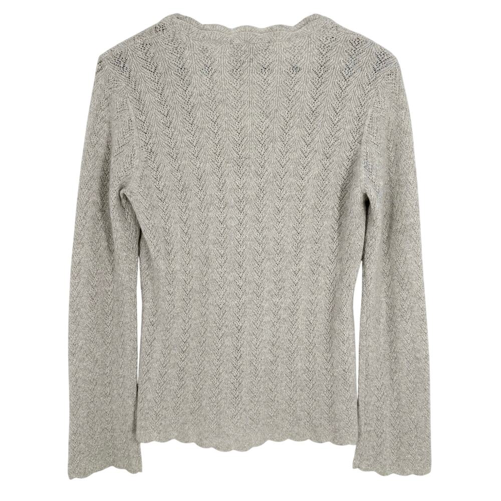 Ann Taylor Medium CASHMERE Sparkly Gray Silver Sweater Shirt Top Christmas - Picture 8 of 8